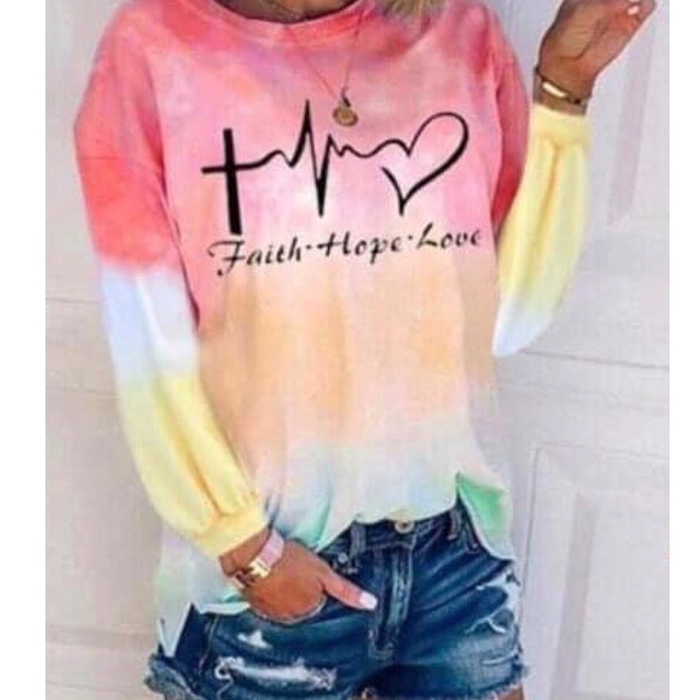 Tie-Dye Faith Hope Love Long Sleeve Shirt